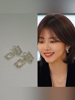 NEW women’s Glass Mosaic Zinc Earrings, 925 Sterling Silver